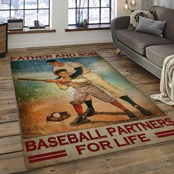 a letter to my dad my baseball partner quote area rug meaningful gift for fathers day dark room 06