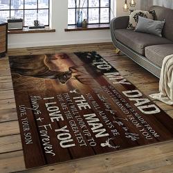 a letter to my dad my father my hero hunting fav quote area rug meaningful gift for fathers day dark room 02