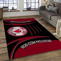 mlb boston red sox baseball team logo rectangle area rug dark room brs04