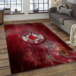 mlb boston red sox baseball team logo rectangle area rug dark room brs05