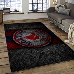 mlb boston red sox baseball team logo rectangle area rug dark room brs06