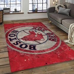 mlb boston red sox baseball team logo rectangle area rug dark room brs07