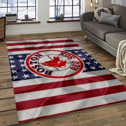 mlb boston red sox baseball team logo rectangle area rug dark room brs08