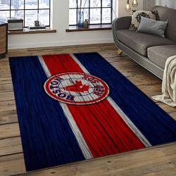 mlb boston red sox baseball team logo rectangle area rug dark room brs09