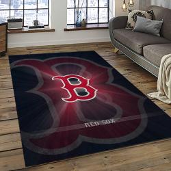 mlb boston red sox baseball team logo rectangle area rug dark room brs11