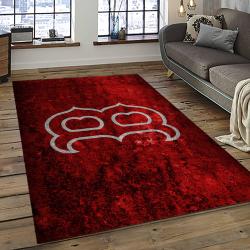 mlb boston red sox baseball team logo rectangle area rug dark room brs12