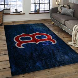mlb boston red sox baseball team logo rectangle area rug dark room brs13
