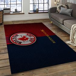mlb boston red sox baseball team logo rectangle area rug dark room brs15