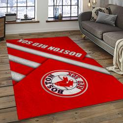 mlb boston red sox baseball team logo rectangle area rug dark room brs16