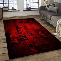 mlb boston red sox baseball team logo rectangle area rug dark room brs17