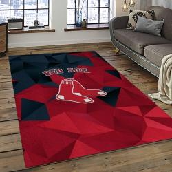 mlb boston red sox baseball team logo rectangle area rug dark room brs19