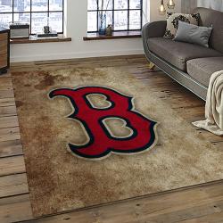 mlb boston red sox baseball team logo rectangle area rug dark room brs20