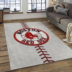 mlb boston red sox baseball team logo rectangle area rug dark room brs21