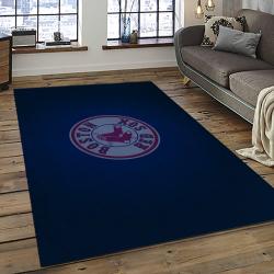 mlb boston red sox baseball team logo rectangle area rug dark room brs22