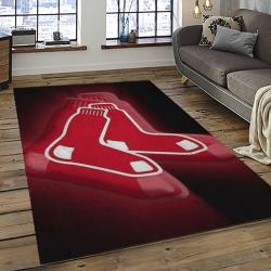 mlb boston red sox baseball team logo rectangle area rug dark room brs23