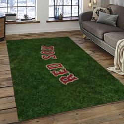 mlb boston red sox baseball team logo rectangle area rug dark room brs24