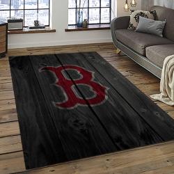 mlb boston red sox baseball team logo rectangle area rug dark room brs25
