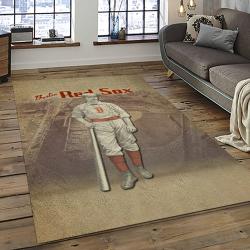 mlb boston red sox baseball team logo rectangle area rug dark room brs27
