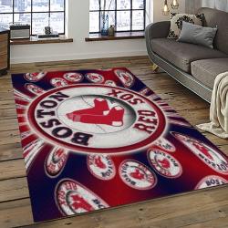 mlb boston red sox baseball team logo rectangle area rug dark room brs28