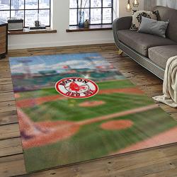 mlb boston red sox baseball team logo rectangle area rug dark room brs32
