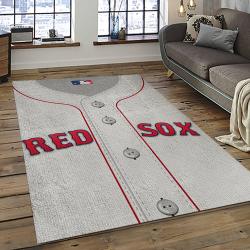 mlb boston red sox baseball team logo rectangle area rug dark room brs33