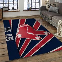 mlb boston red sox baseball team logo rectangle area rug dark room brs35