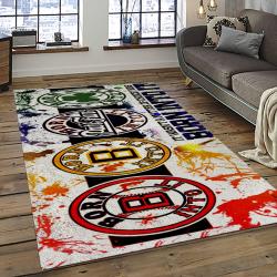 mlb boston red sox baseball team logo rectangle area rug dark room brs37