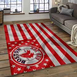mlb boston red sox baseball team logo rectangle area rug dark room brs38