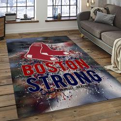 mlb boston red sox baseball team logo rectangle area rug dark room brs41