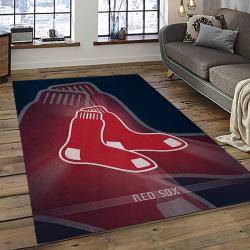 mlb boston red sox baseball team logo rectangle area rug dark room brs42