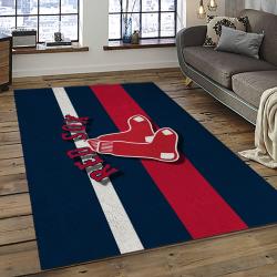 mlb boston red sox baseball team logo rectangle area rug dark room brs43