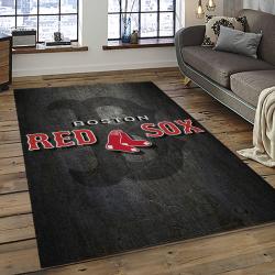 mlb boston red sox baseball team logo rectangle area rug dark room brs44