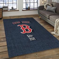 mlb boston red sox baseball team logo rectangle area rug dark room brs45