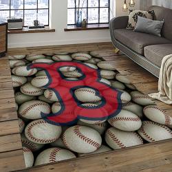 mlb boston red sox baseball team logo rectangle area rug dark room brs46