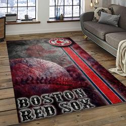 mlb boston red sox baseball team logo rectangle area rug dark room brs48