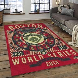 mlb boston red sox baseball team logo rectangle area rug dark room brs50
