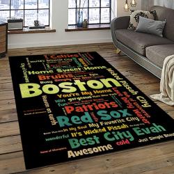 mlb boston red sox baseball team logo rectangle area rug dark room brs51