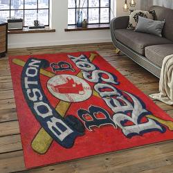 mlb boston red sox baseball team logo rectangle area rug dark room brs52