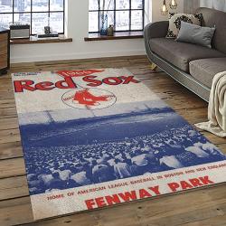 mlb boston red sox baseball team logo rectangle area rug dark room brs54