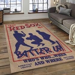 mlb boston red sox baseball team logo rectangle area rug dark room brs55