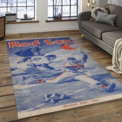 mlb boston red sox baseball team logo rectangle area rug dark room brs57