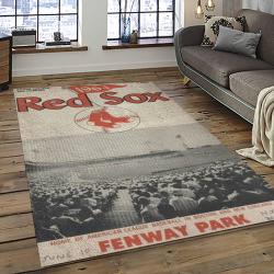 mlb boston red sox baseball team logo rectangle area rug dark room brs60