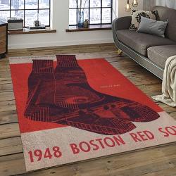 mlb boston red sox baseball team logo rectangle area rug dark room brs64