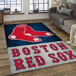 mlb boston red sox baseball team logo rectangle area rug dark room brs65