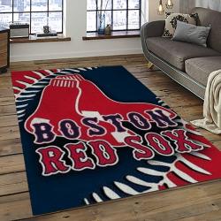 mlb boston red sox baseball team logo rectangle area rug dark room brs66