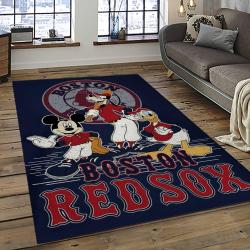 mlb boston red sox baseball team logo rectangle area rug dark room brs67