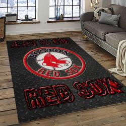 mlb boston red sox baseball team logo rectangle area rug dark room brs70