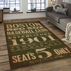 mlb boston red sox baseball team logo rectangle area rug dark room brs72