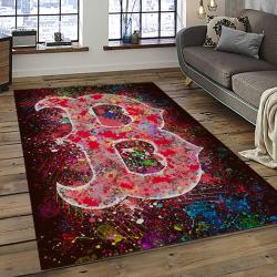 mlb boston red sox baseball team logo rectangle area rug dark room brs75