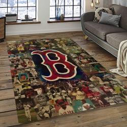 mlb boston red sox baseball team logo rectangle area rug dark room brs76